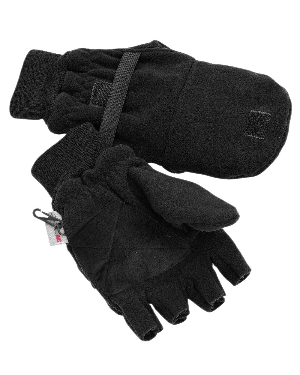 Black Coloured Pinewood Fishinghunting Gloves on white background #colour_black