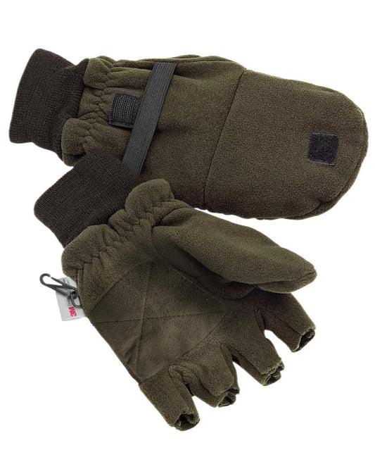 Hunting Green Coloured Pinewood Fishinghunting Gloves on white background #colour_hunting-green
