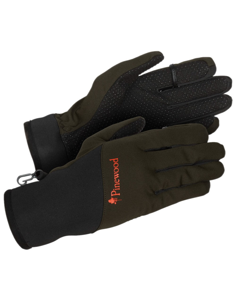 Moss Green Black Coloured Pinewood Hunters Neoprene Gloves on white background #colour_moss-green-black