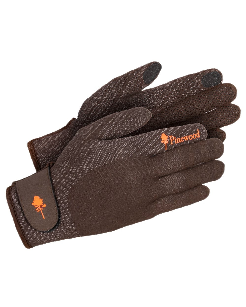 Mossgreen Dark Brown Coloured Pinewood Hunters Stretch Extreme Gloves on white background #colour_mossgreen-dark-brown