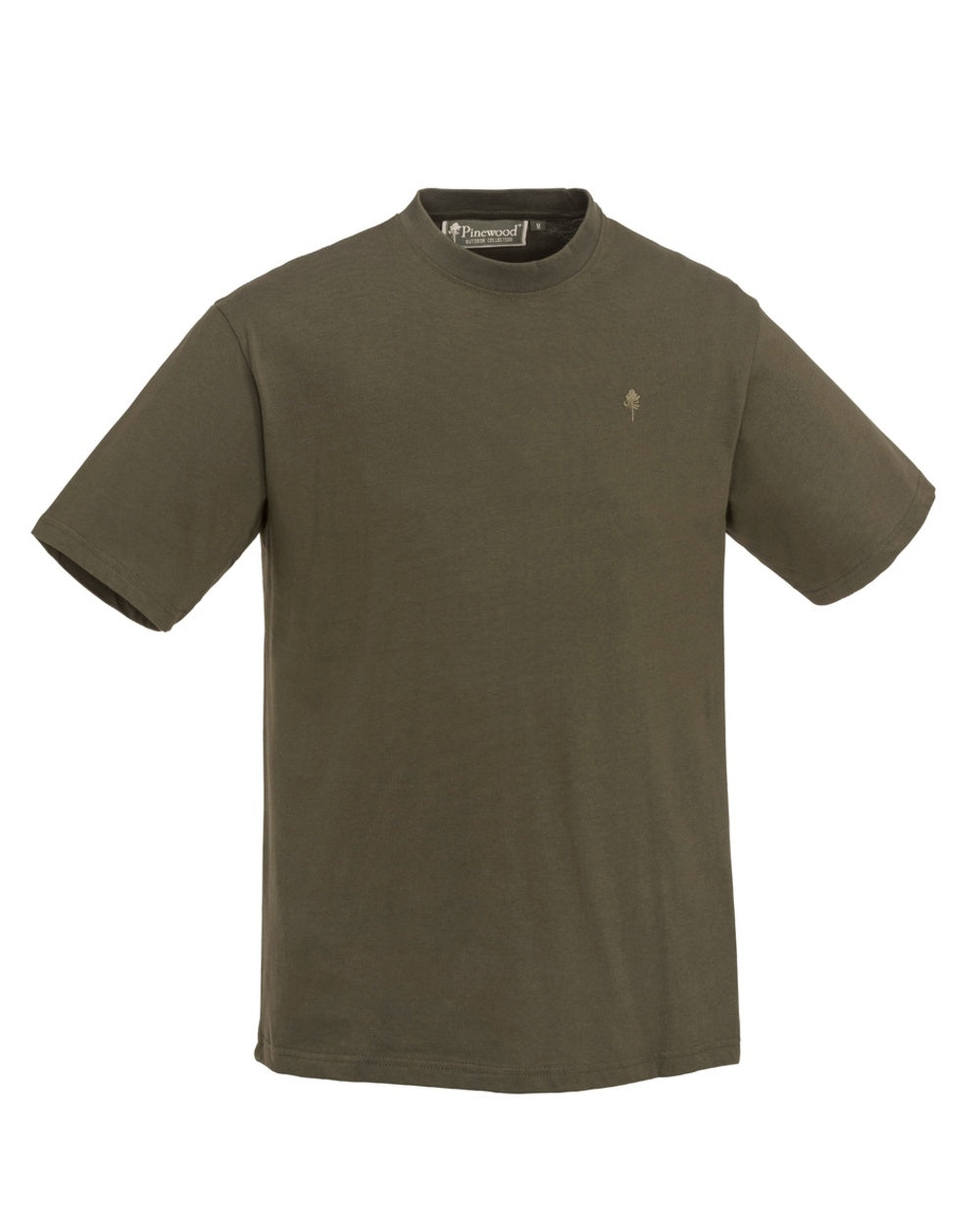 Green Hunting Brown Khaki Coloured Pinewood Mens 3-Pack T-Shirt on white background #colour_green-hunting-brown-khaki