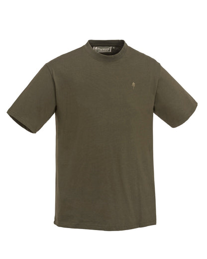 Green Hunting Brown Khaki Coloured Pinewood Mens 3-Pack T-Shirt on white background #colour_green-hunting-brown-khaki
