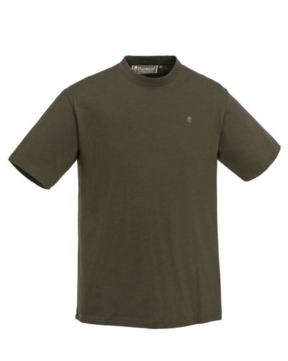 Green Hunting Brown Khaki Coloured Pinewood Mens 3-Pack T-Shirt on white background #colour_green-hunting-brown-khaki