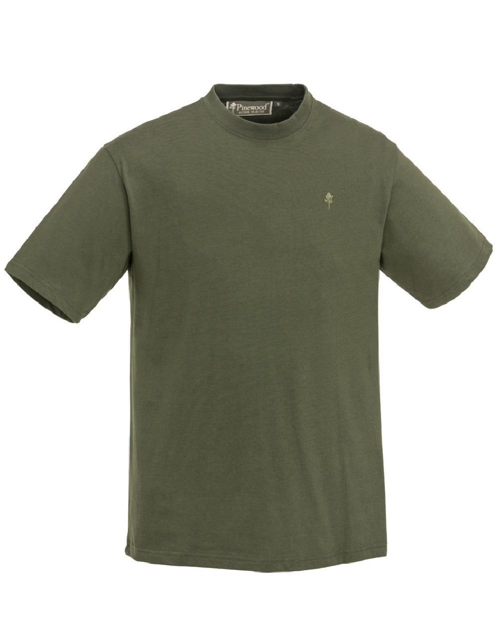 Green Hunting Brown Khaki Coloured Pinewood Mens 3-Pack T-Shirt on white background #colour_green-hunting-brown-khaki