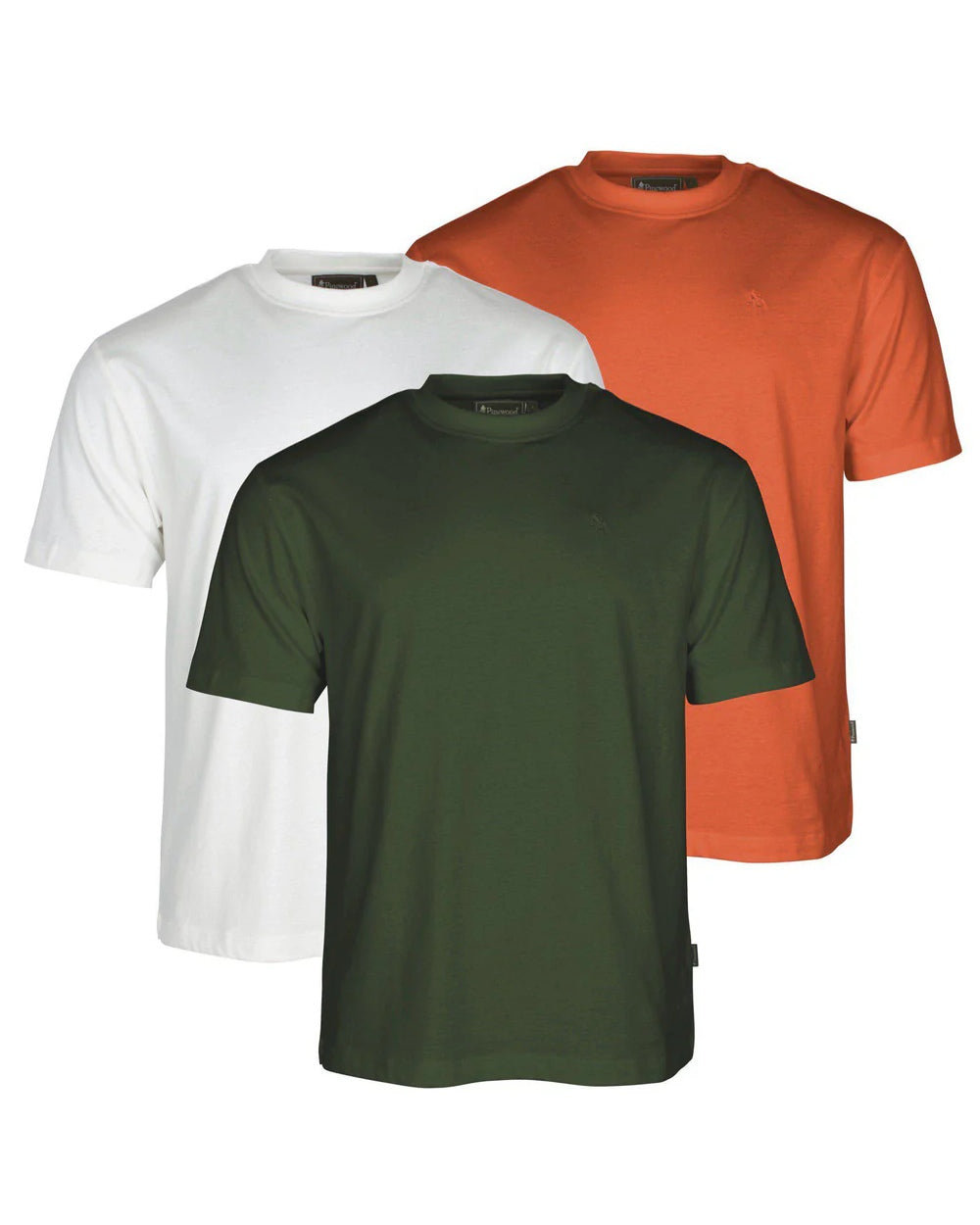 White Pine Burned Orange Coloured Pinewood Mens 3-Pack T-Shirt on white background #colour_white-pine-burned-orange