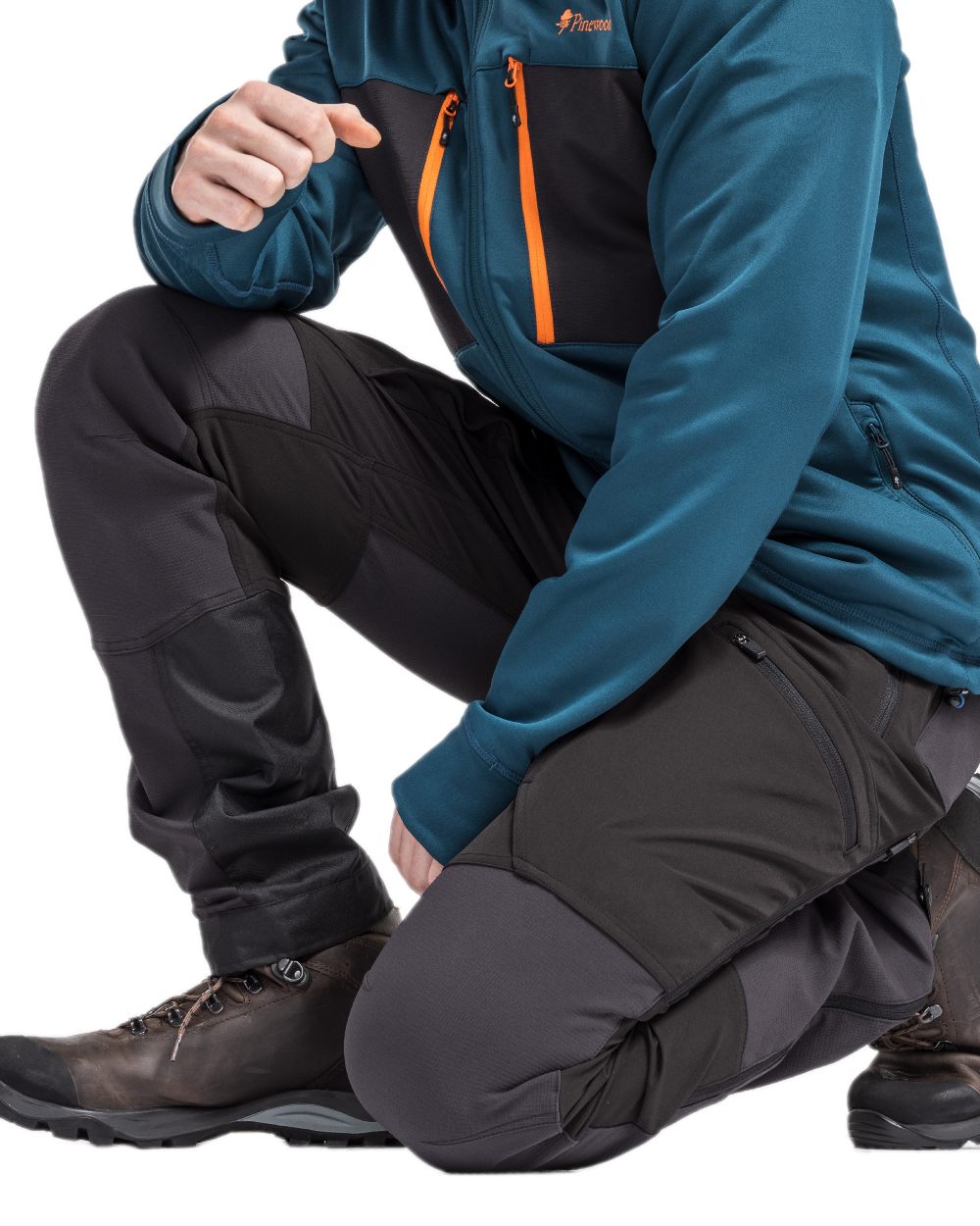 Black Coloured Pinewood Mens Abisko Adventure Trousers on white background #colour_black
