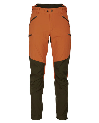 Burned Orange Mossgreen Coloured Pinewood Mens Abisko Brenton Trousers on white background #colour_burned-orange-mossgreen