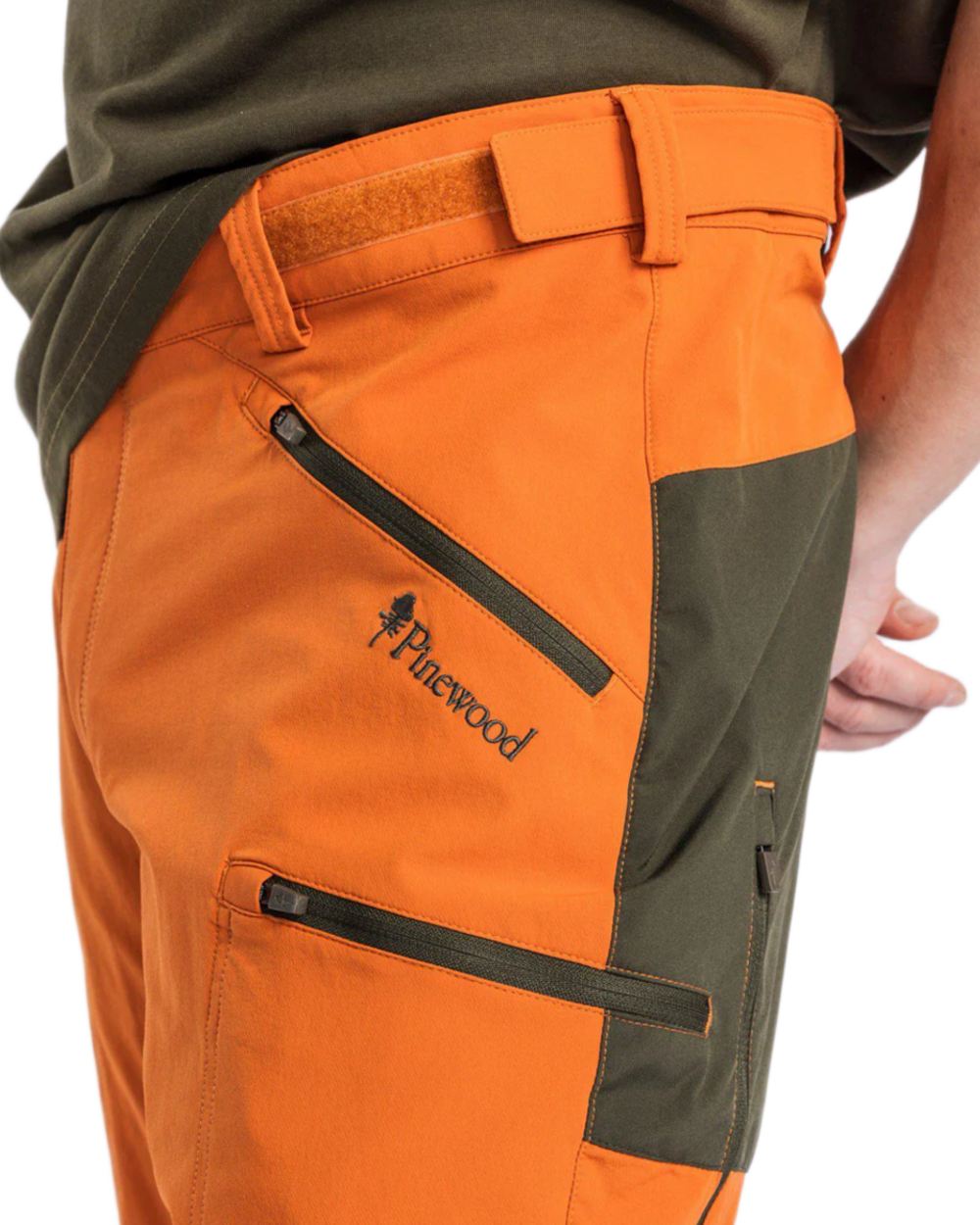 Burned Orange Mossgreen Coloured Pinewood Mens Abisko Brenton Trousers on white background #colour_burned-orange-mossgreen