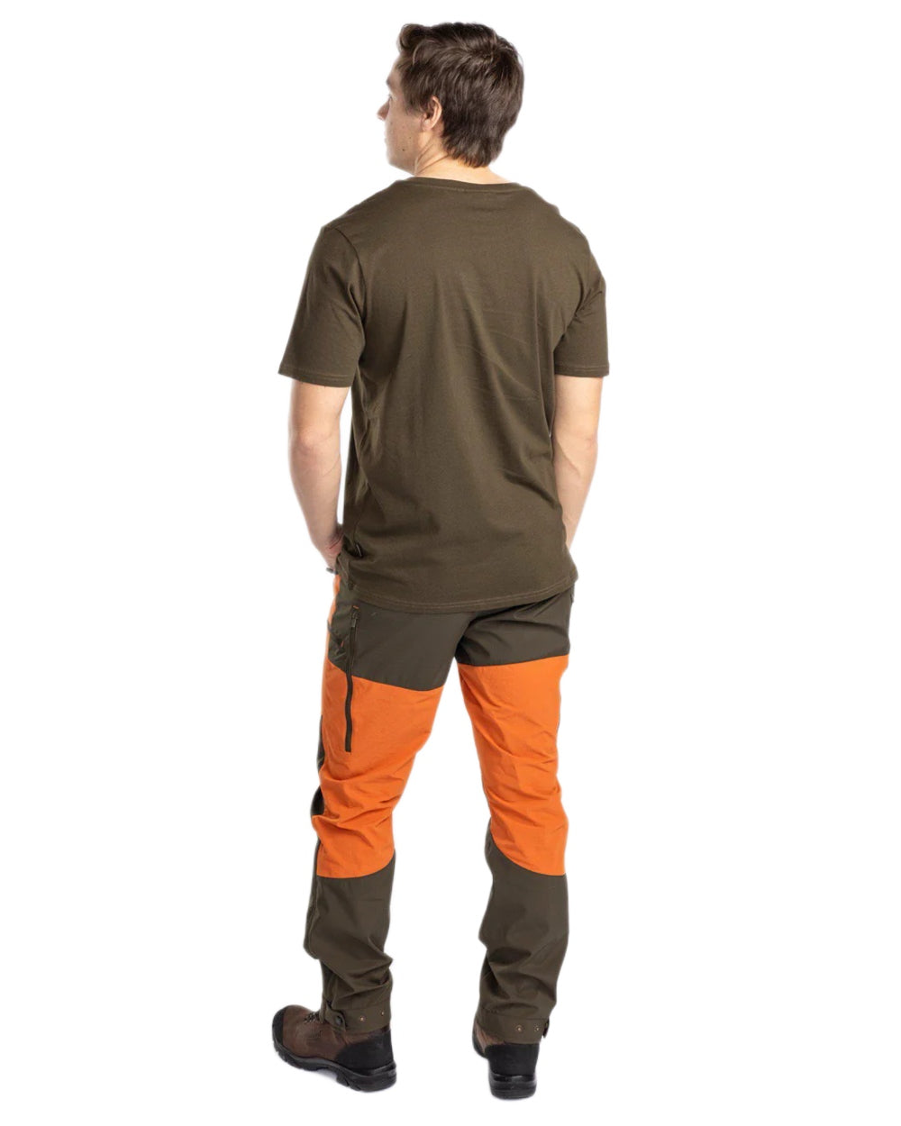 Burned Orange Mossgreen Coloured Pinewood Mens Abisko Brenton Trousers on white background #colour_burned-orange-mossgreen