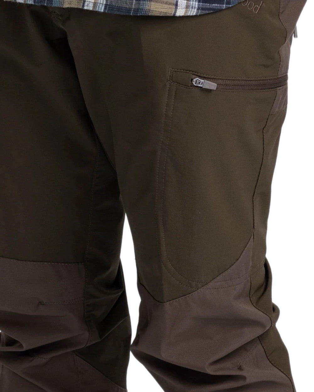 Dark Olive Suede Brown Coloured Pinewood Mens Abisko Brenton Trousers on white background #colour_dark-olive-suede-brown