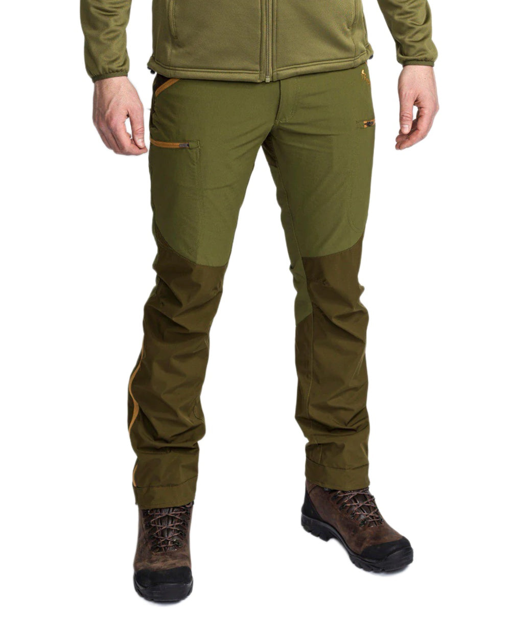Leaf Hunting Olive Coloured Pinewood Mens Abisko Brenton Trousers on white background #colour_leaf-hunting-olive