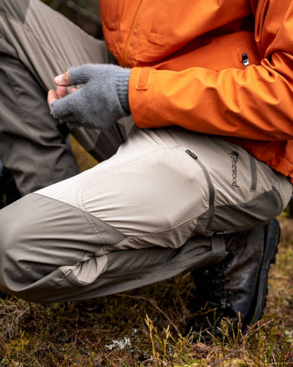 Mole Brown Coloured Pinewood Mens Abisko Brenton Trousers on forest background #colour_mole-brown