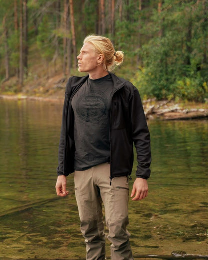 Mole Brown Coloured Pinewood Mens Abisko Brenton Trousers on forest background #colour_mole-brown
