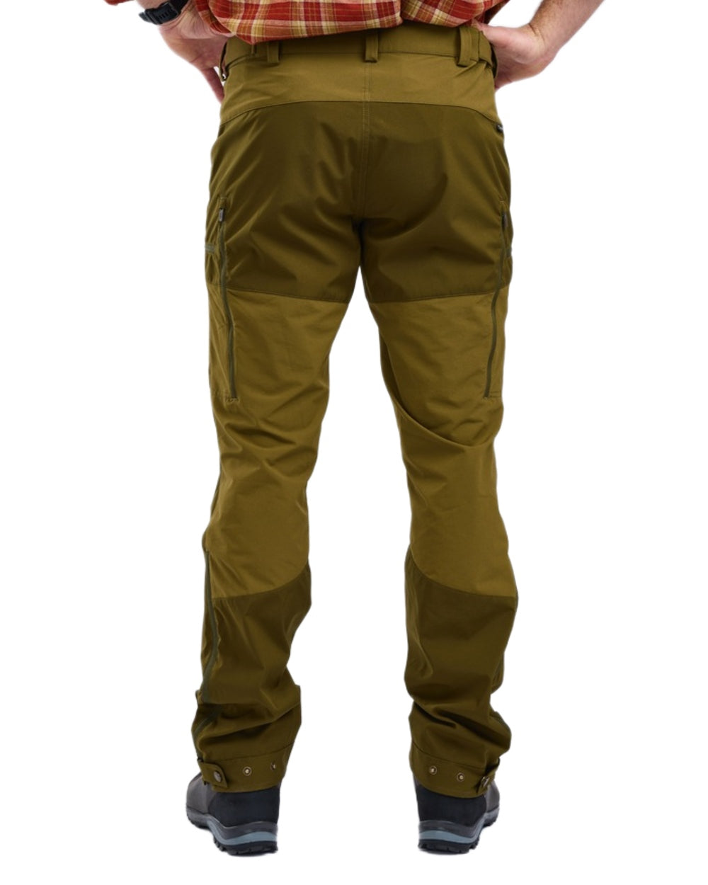 Olive Green Hunting Olive Coloured Pinewood Mens Abisko Brenton Trousers on white background #colour_olive-green-hunting-olive