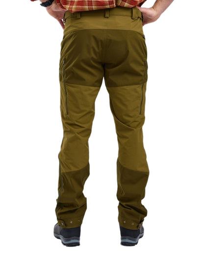 Olive Green Hunting Olive Coloured Pinewood Mens Abisko Brenton Trousers on white background #colour_olive-green-hunting-olive