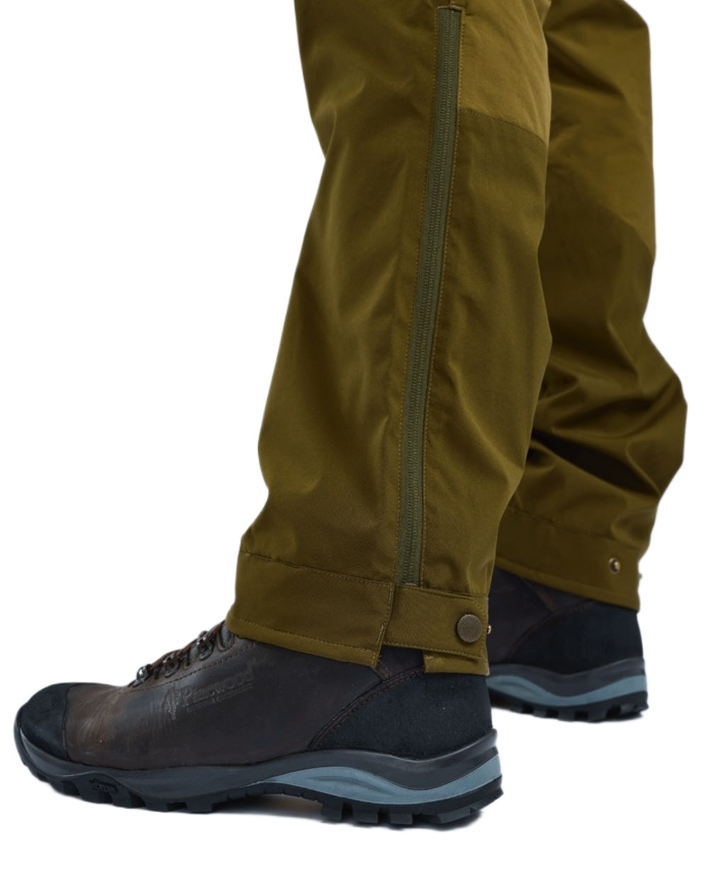 Olive Green Hunting Olive Coloured Pinewood Mens Abisko Brenton Trousers on white background #colour_olive-green-hunting-olive