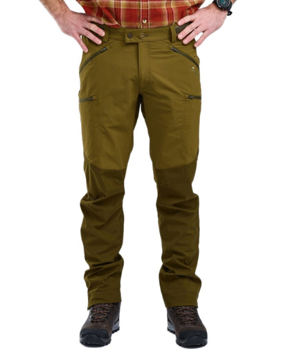 Olive Green Hunting Olive Coloured Pinewood Mens Abisko Brenton Trousers on white background #colour_olive-green-hunting-olive