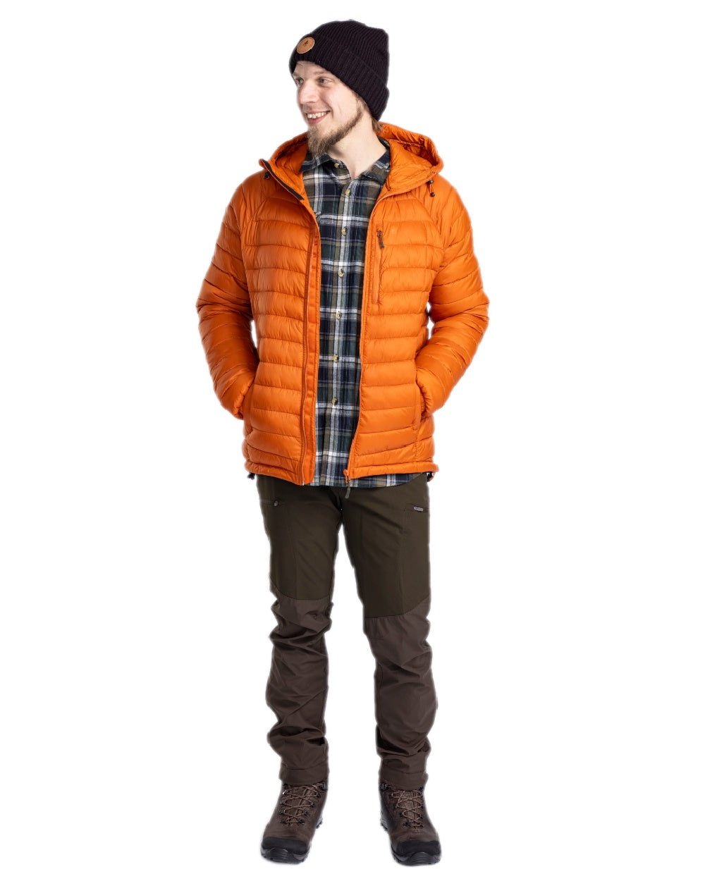 Burned Orange Coloured Pinewood Mens Abisko Insulation Jacket on white background #colour_burned-orange
