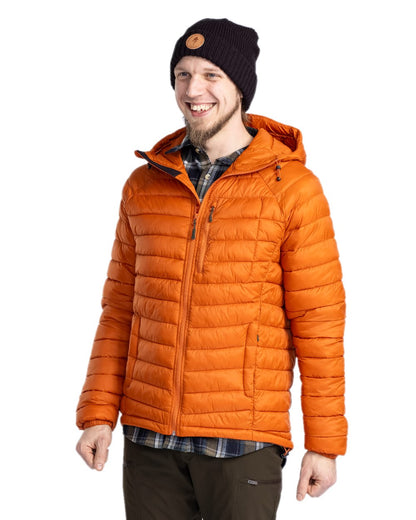 Burned Orange Coloured Pinewood Mens Abisko Insulation Jacket on white background #colour_burned-orange