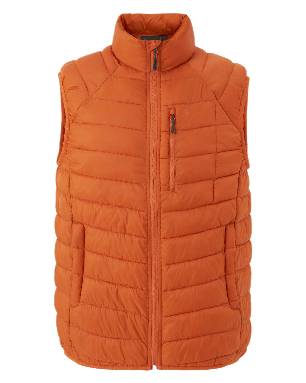 Burned Orange Coloured Pinewood Mens Abisko Insulation Vest on white background #colour_burned-orange
