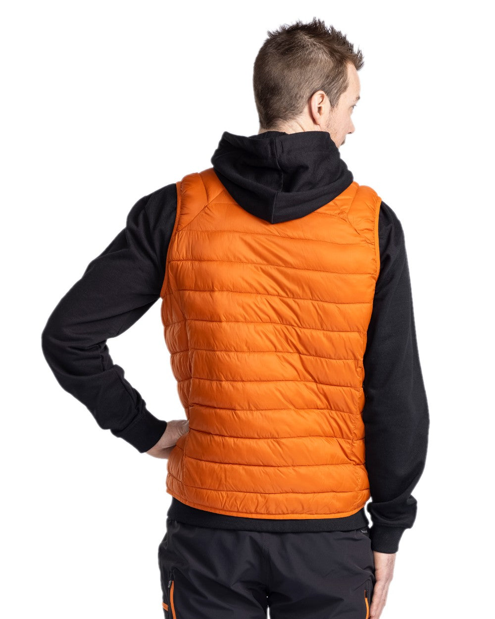 Burned Orange Coloured Pinewood Mens Abisko Insulation Vest on white background #colour_burned-orange