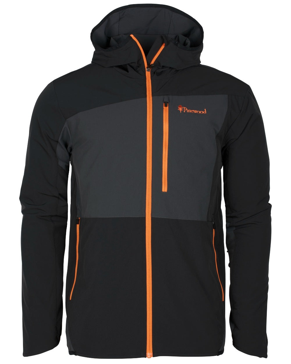 Dark Anthracite Black Coloured Pinewood Mens Abisko Light Stretch Jacket on white background #colour_dark-anthracite-black