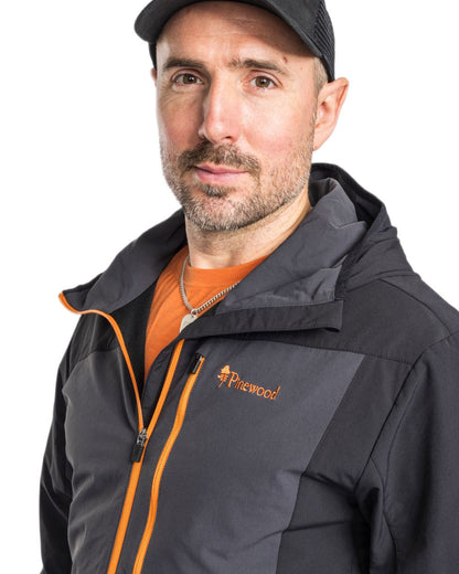Dark Anthracite Black Coloured Pinewood Mens Abisko Light Stretch Jacket on white background #colour_dark-anthracite-black