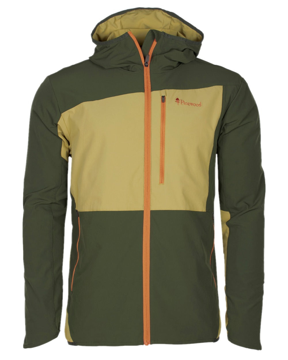 Golden Hay Mossgreen Coloured Pinewood Mens Abisko Light Stretch Jacket on white background #colour_golden-hay-mossgreen
