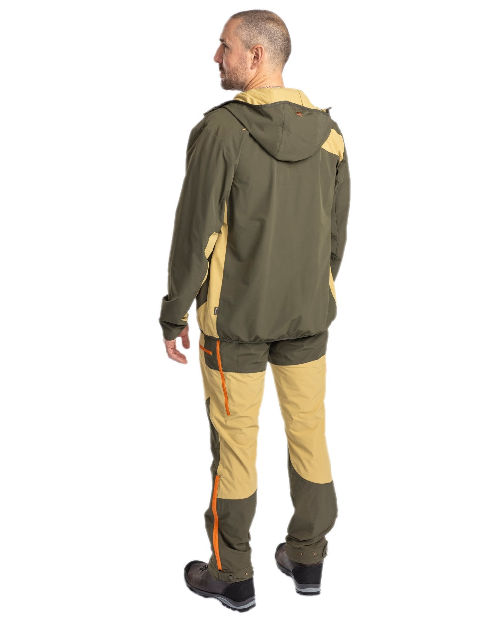 Golden Hay Mossgreen Coloured Pinewood Mens Abisko Light Stretch Jacket on white background #colour_golden-hay-mossgreen
