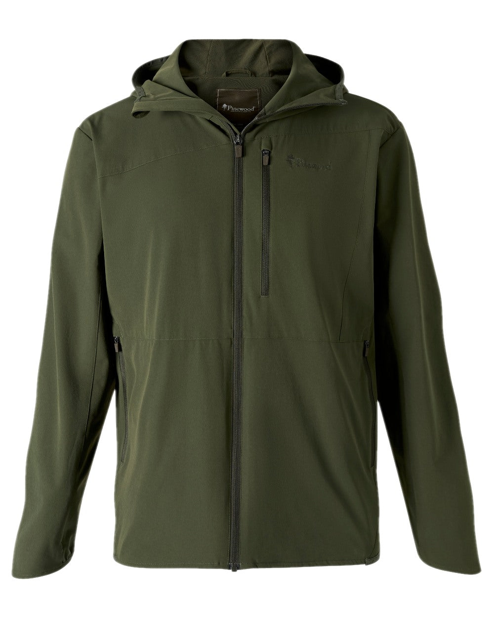 Mossgreen Coloured Pinewood Mens Abisko Light Stretch Jacket on white background #colour_mossgreen