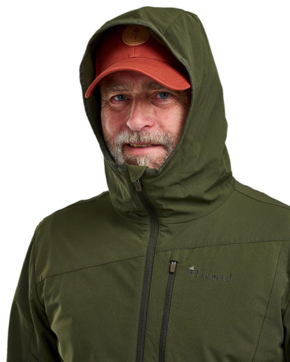 Mossgreen Coloured Pinewood Mens Abisko Light Stretch Jacket on white background #colour_mossgreen