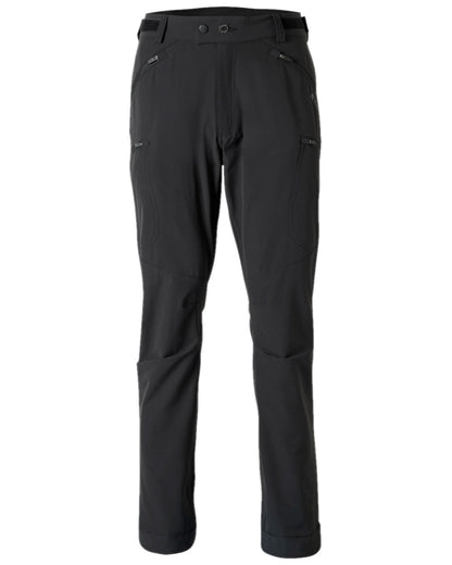 Black Coloured Pinewood Mens Abisko Light Stretch Trousers on white background #colour_black