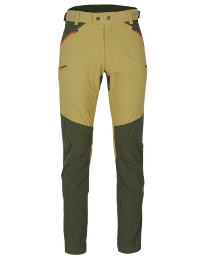 Golden Hay Mossgreen Coloured Pinewood Mens Abisko Light Stretch Trousers on white background #colour_golden-hay-mossgreen