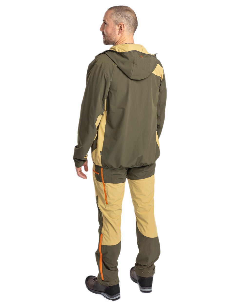 Golden Hay Mossgreen Coloured Pinewood Mens Abisko Light Stretch Trousers on white background #colour_golden-hay-mossgreen
