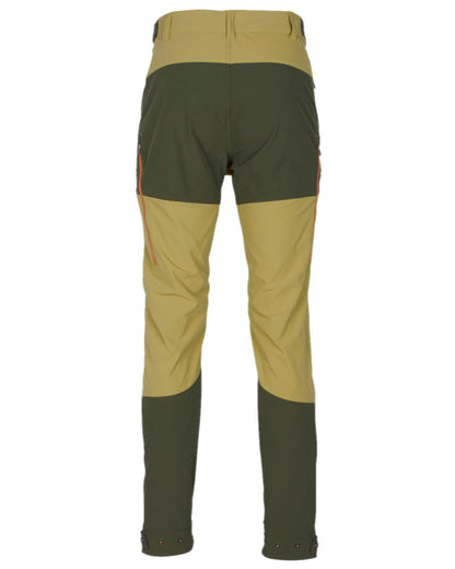 Golden Hay Mossgreen Coloured Pinewood Mens Abisko Light Stretch Trousers on white background #colour_golden-hay-mossgreen