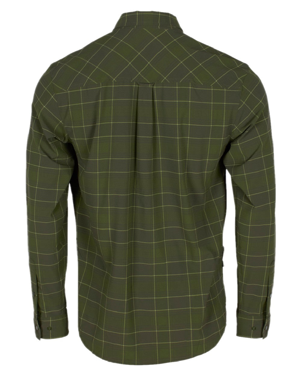 Moss Green Coloured Pinewood Mens Abisko Trekking Long Sleeve Shirt on white background #colour_moss-green