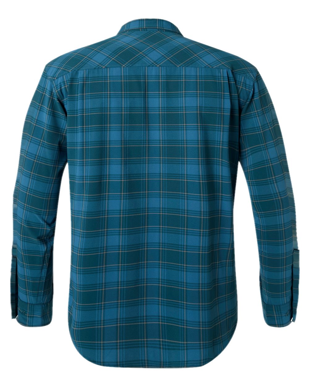 Teal Blue Coloured Pinewood Mens Abisko Trekking Long Sleeve Shirt on  white background #colour_teal-blue