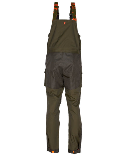 Green Dark Green Coloured Pinewood Mens Bolmen Fishing Bib Trousers on white background #colour_green-dark-green