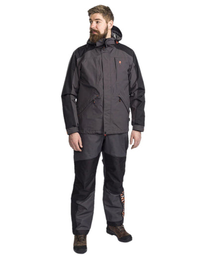 Dark Anthracite Black Coloured Pinewood Mens Bolmen Fishing Jacket on white background #colour_dark-anthracite-black