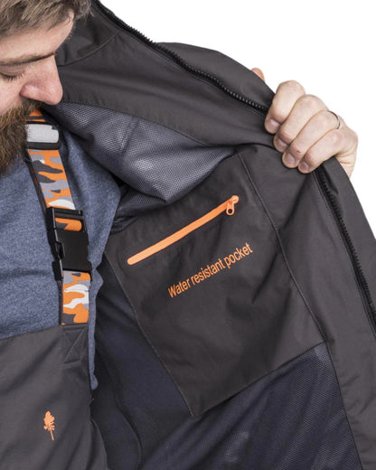 Dark Anthracite Black Coloured Pinewood Mens Bolmen Fishing Jacket on white background #colour_dark-anthracite-black