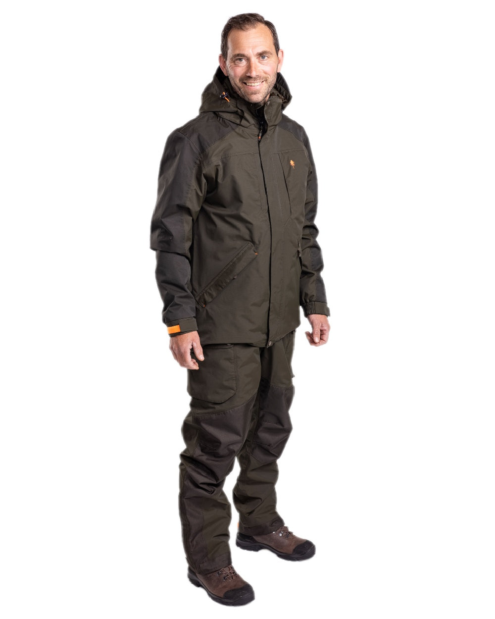 Green Dark Green Coloured Pinewood Mens Bolmen Fishing Jacket on white background #colour_green-dark-green