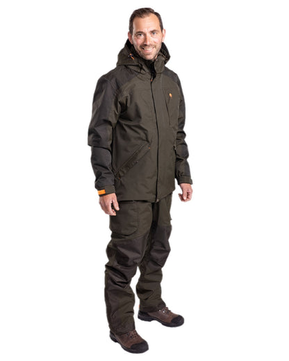 Green Dark Green Coloured Pinewood Mens Bolmen Fishing Jacket on white background #colour_green-dark-green