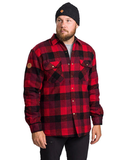 Red Black coloured Pinewood Mens Canada Classic 2.0 Shirt on white background #colour_red-black