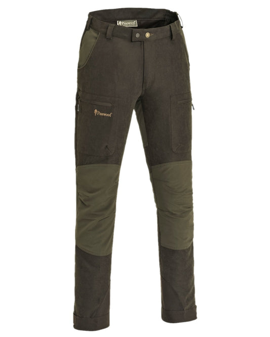 Suede Brown Dark Olive Coloured Pinewood Mens Caribou Hunt Extreme Trousers on white background #colour_suede-brown-dark-olive