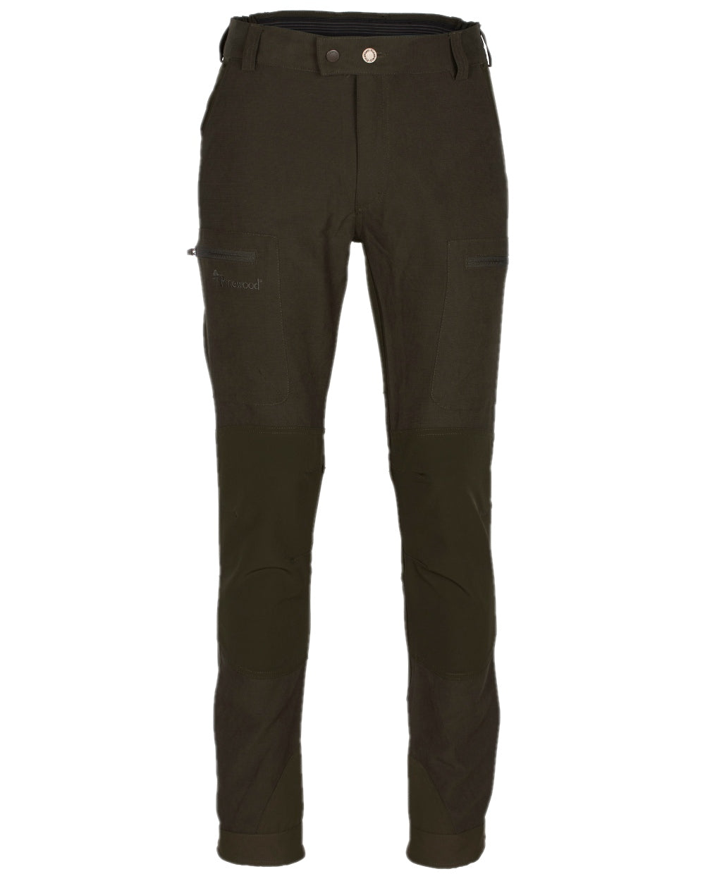 Dark Mossgreen Coloured Pinewood Mens Caribou Hunting Trousers on white background #colour_dark-mossgreen