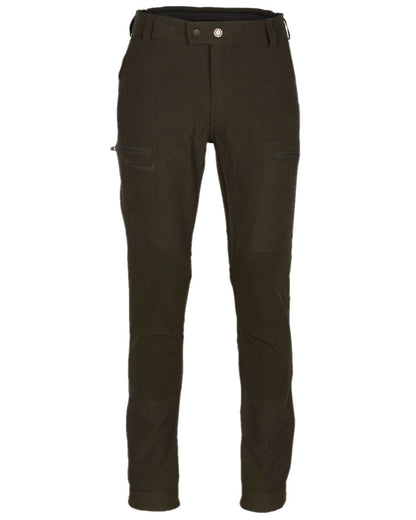 Dark Mossgreen Coloured Pinewood Mens Caribou Hunting Trousers on white background #colour_dark-mossgreen