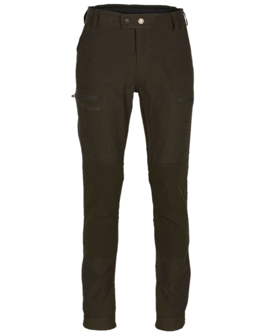 Dark Mossgreen Coloured Pinewood Mens Caribou Hunting Trousers on white background #colour_dark-mossgreen