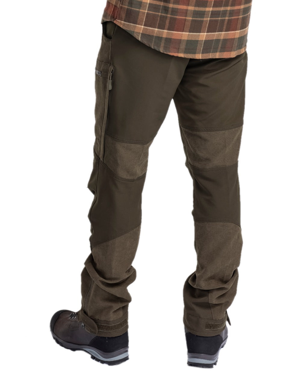 Dark Mossgreen Coloured Pinewood Mens Caribou Hunting Trousers on white background #colour_dark-mossgreen