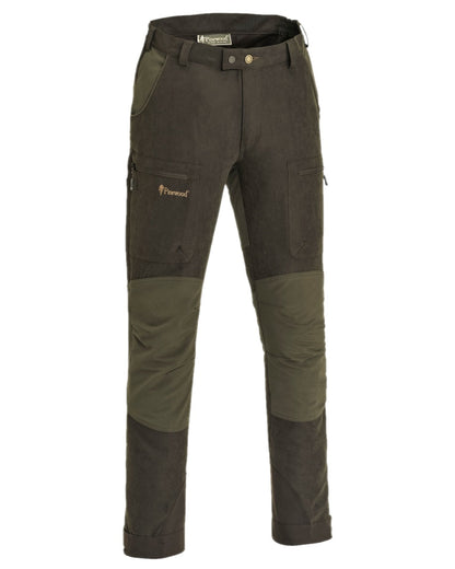 Suede Brown Dark Olive Coloured Pinewood Mens Caribou Hunting Trousers on white background #colour_suede-brown-dark-olive