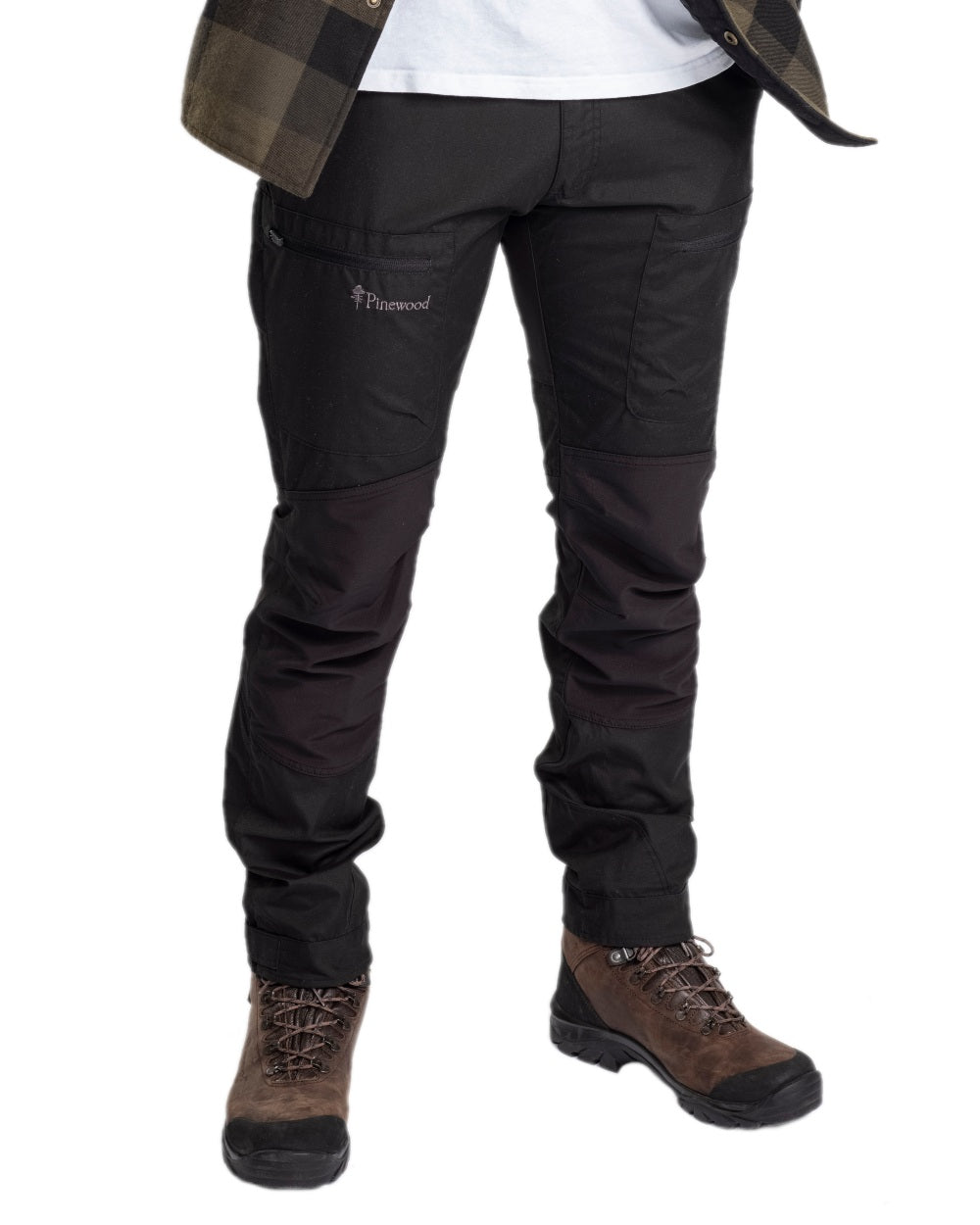 Black Coloured Pinewood Mens Caribou TC-Lite Trousers on white background #colour_black